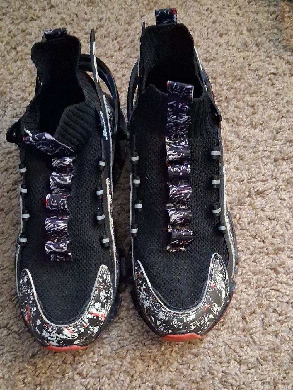 Black Knit Slip-On Sneakers with Speckled Trim